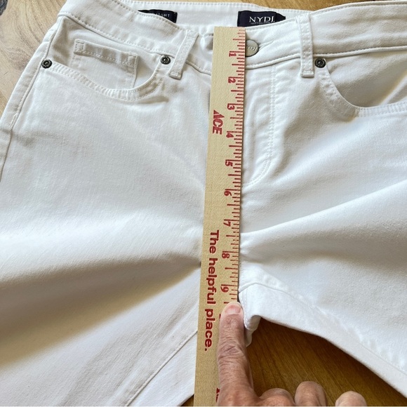 NYDJ MARILYN STRAIGHT JEANS 2 OPTIC WHITE FRAY HEM CROPPED STRETCH SUMMER CHIC - Picture 9 of 11